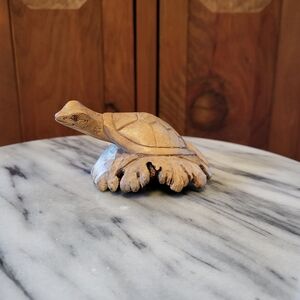 Artisan Carved Wooden Turtle Decor